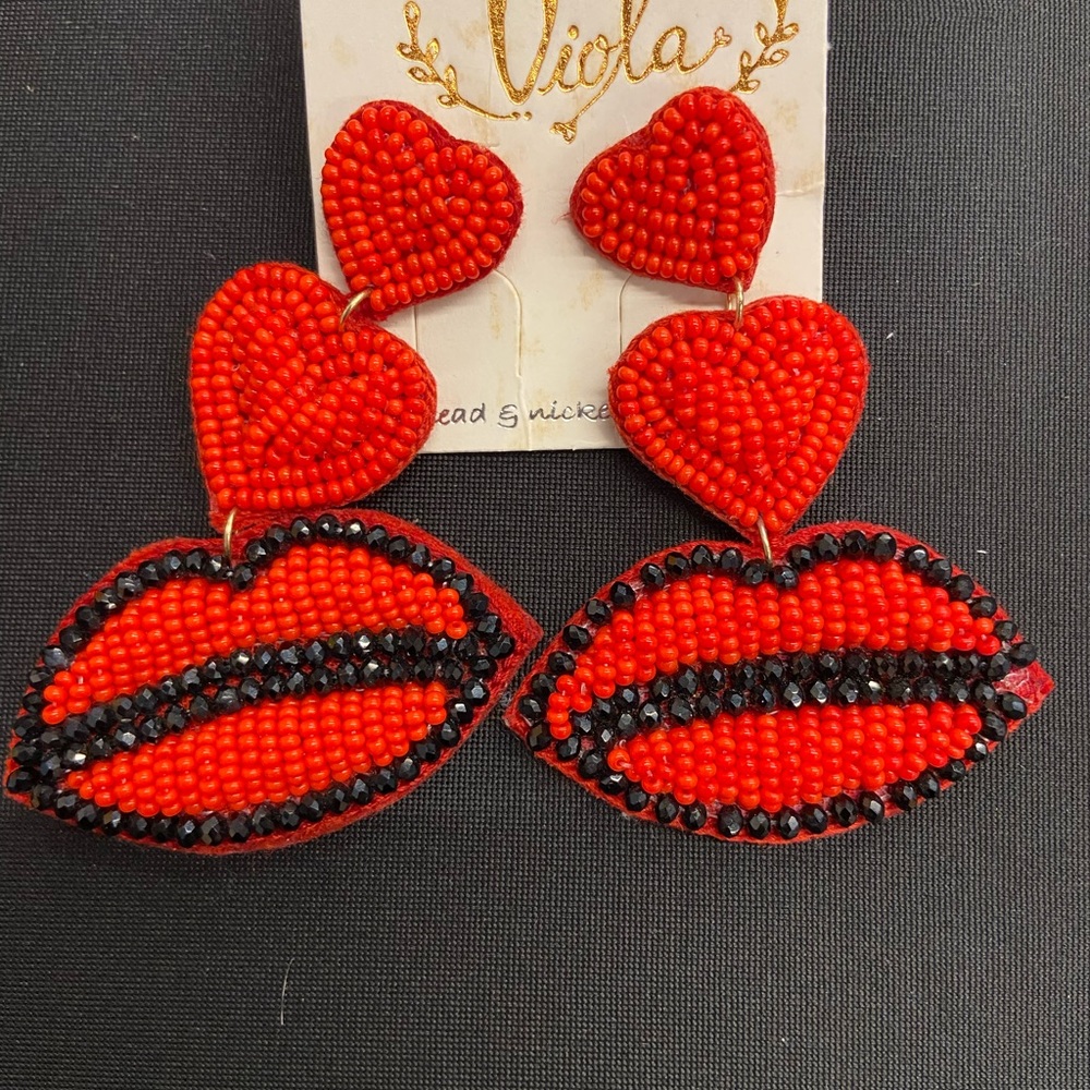 Red lip inspired earrings